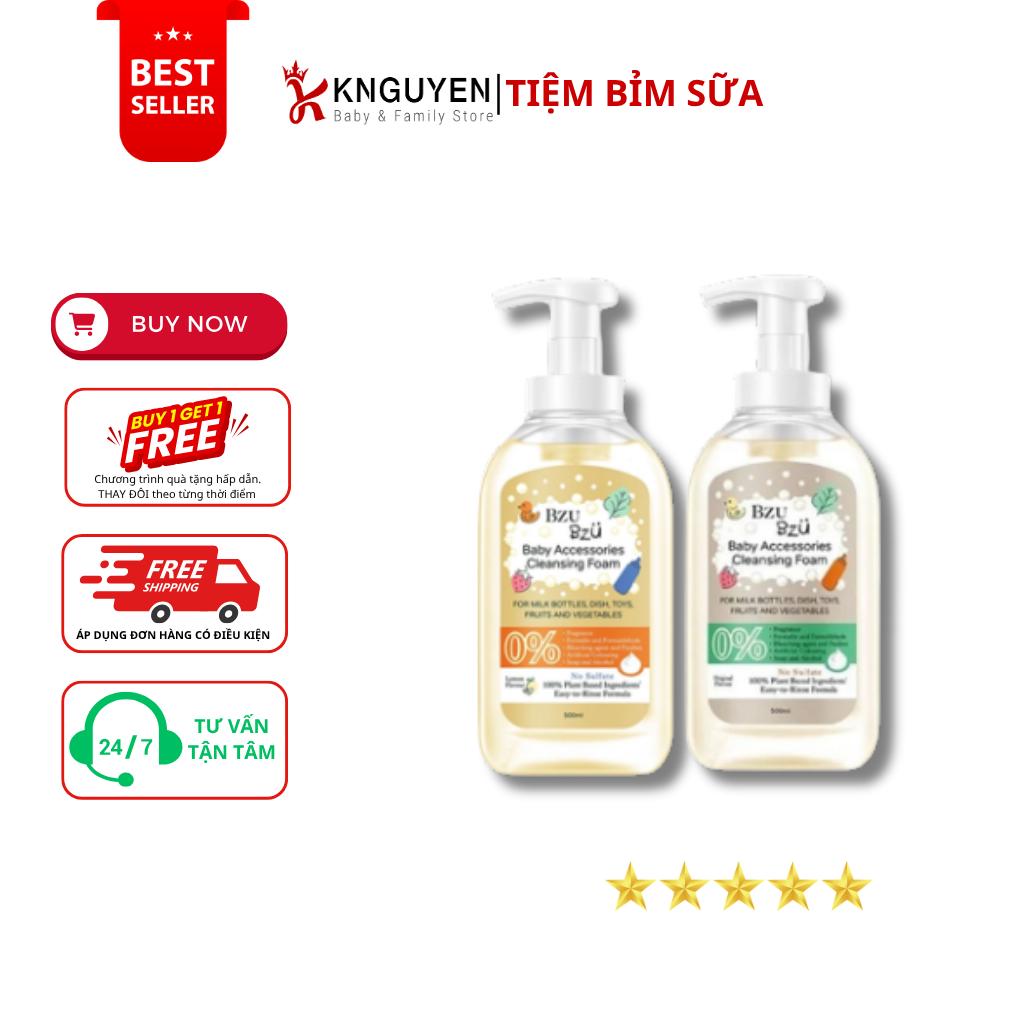  Chai Nước Rửa Bình Bzu -500ML 