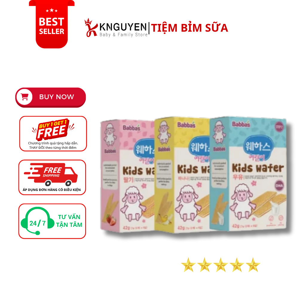  Bánh xốp Babba's (42g) cho bé 8M+ 