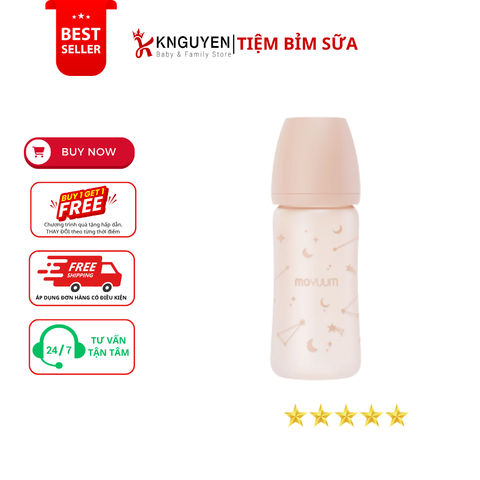  Bình thủy tinh Moyuum trăng sao màu cam đào 