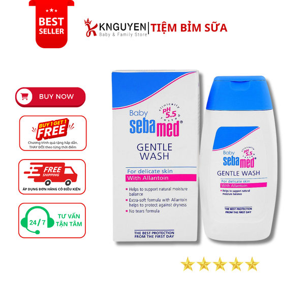  Sữa tắm gội dịu nhẹ toàn thân cho bé Sebamed pH5.5 (200ml) 