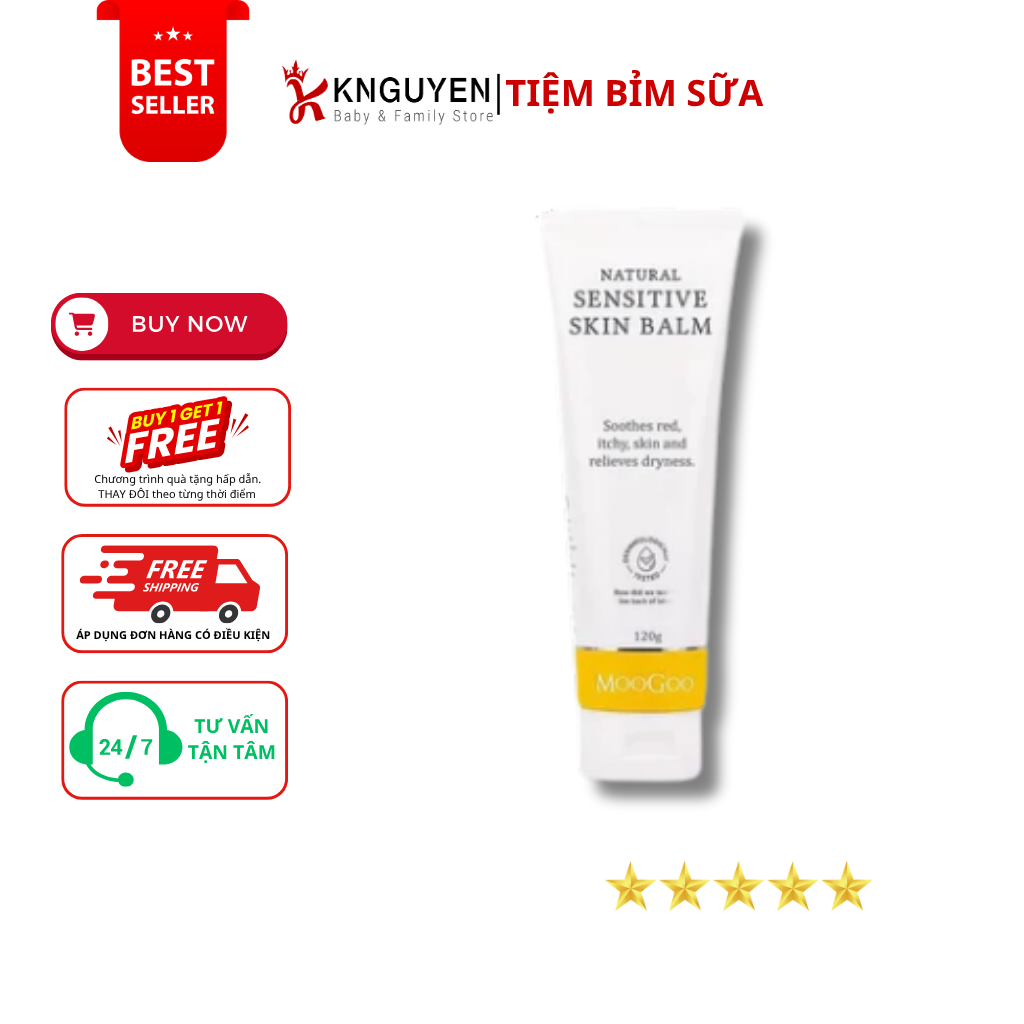  [0m+] Kem rau má dưỡng viêm da cơ địa MooGoo ( 120g) 