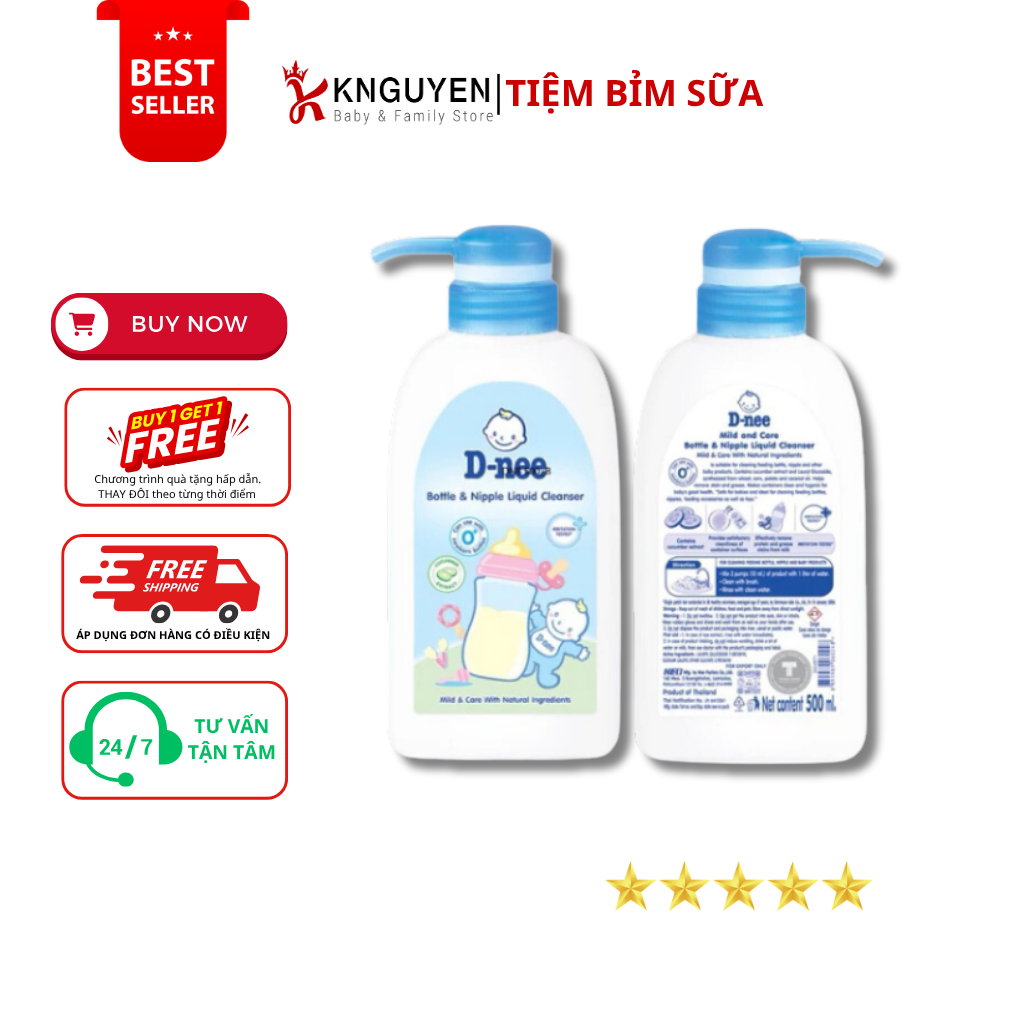  Nước rửa bình sữa và rau quả D-Nee 500ml 
