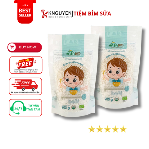  Gạo trắng hữu cơ Japonica Bebi hữu cơ Hasa Bio 200g 