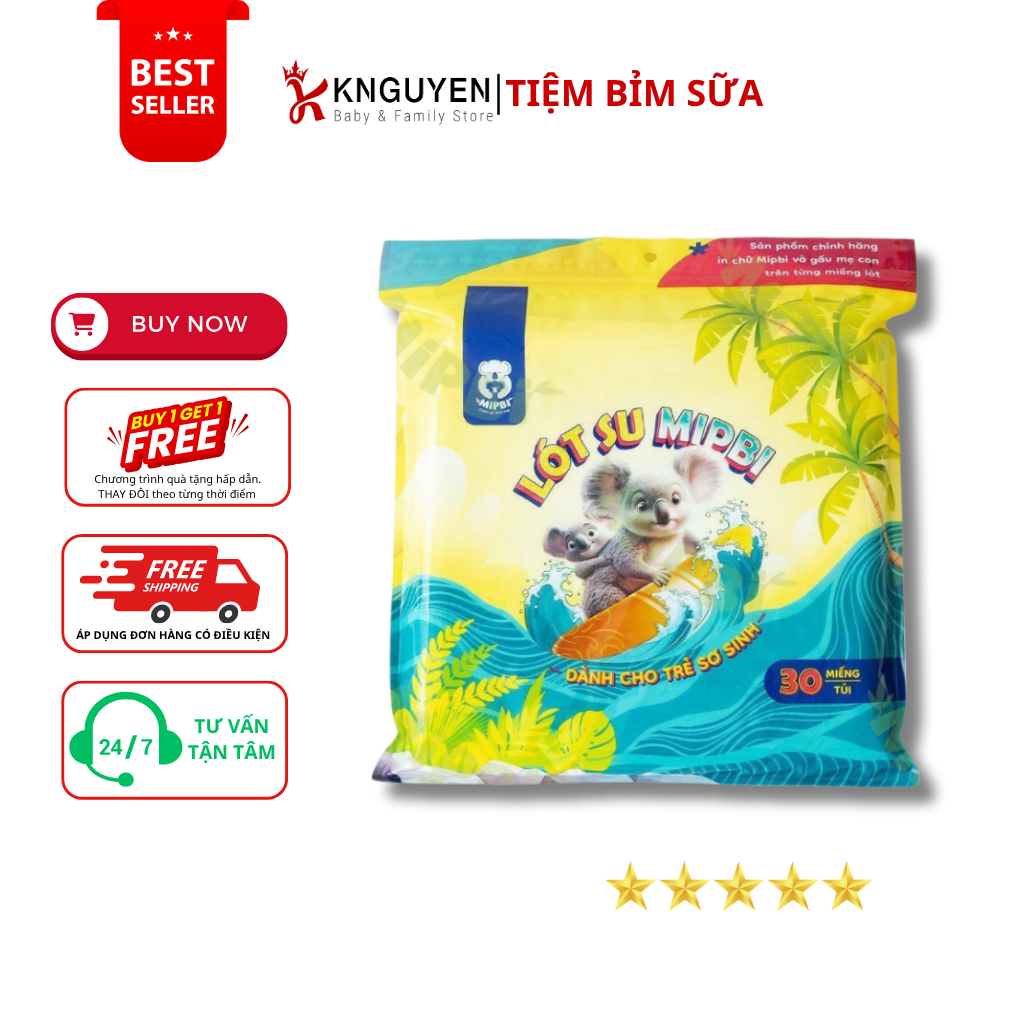  Miếng Lót Phân Su Cao Cấp Mipbi (30miếng) 