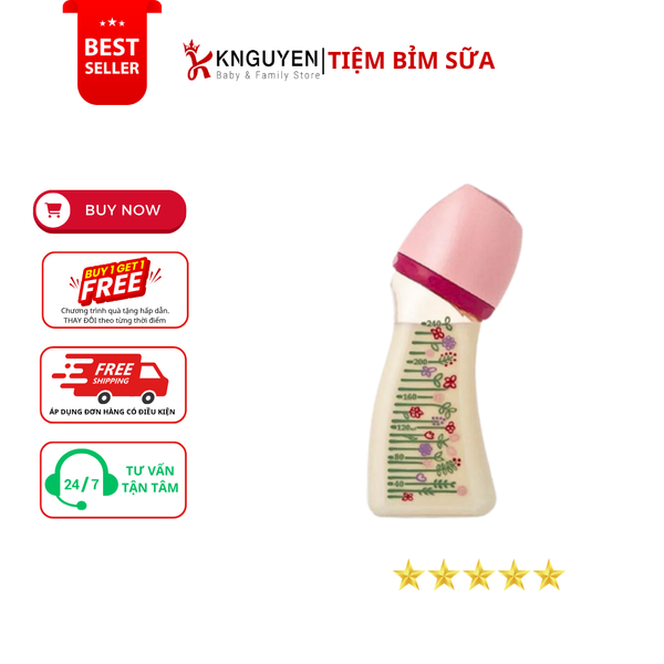  Bình Sữa Beta PPSU Cổ Rộng Brain WS4 Flower (Kèm Núm) 
