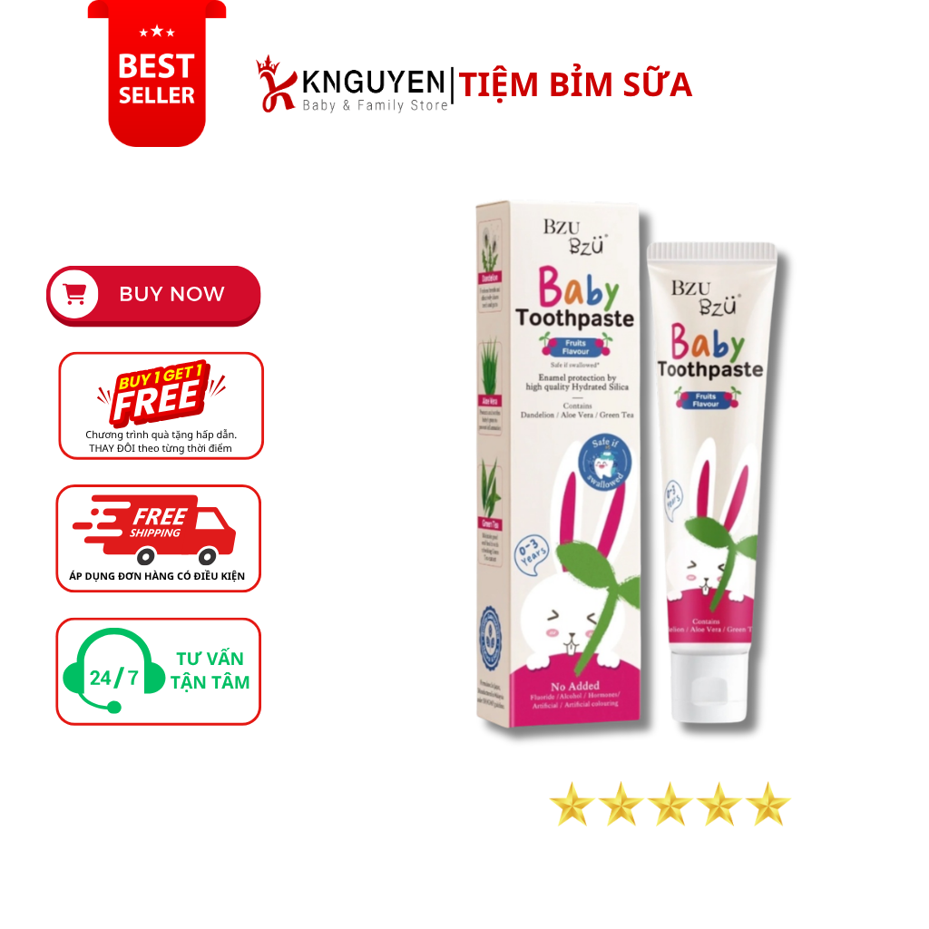  Kem đánh răng LIME LIME  Bzu Bzucho bé 50g 0-3 tuổi 
