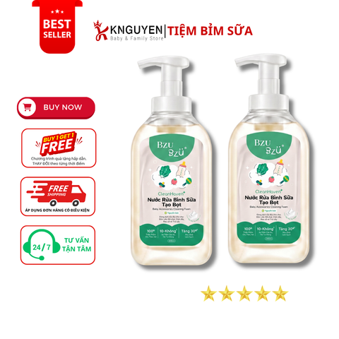  Nước Rửa Bình Tạo Bọt Bzu Bzu CleanHaven - 500ml 