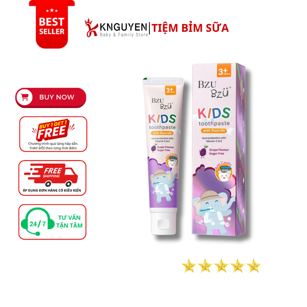  Kem đánh răng trẻ em Bzu Bzu (3Y+) - 50g 