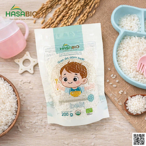  Gạo trắng hữu cơ Japonica Bebi hữu cơ Hasa Bio 200g 