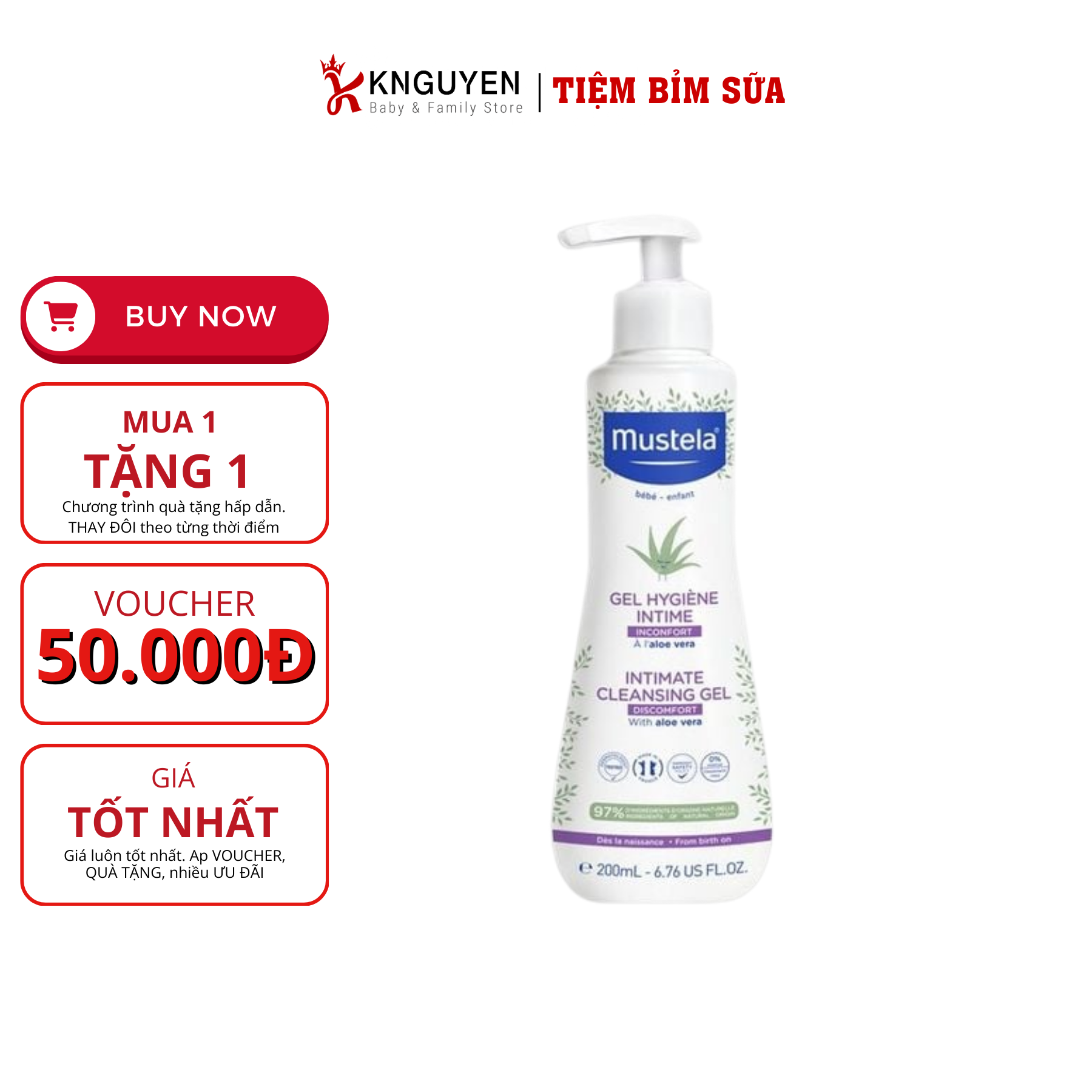  Gel Vệ Sinh Vùng Kín Mustela Cho Bé ( 200ml) 