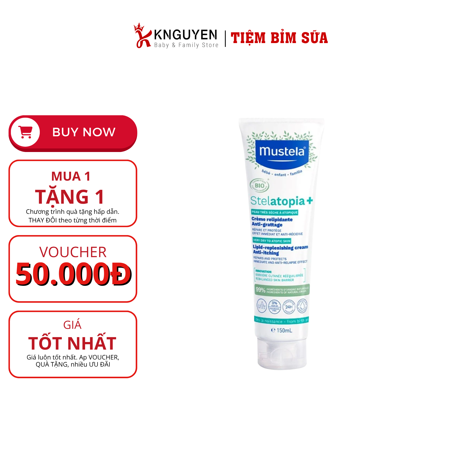  Kem Dưỡng Da Chàm Thể Tạng (Viêm Da Cơ Địa) Mustela 150ml 