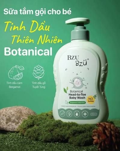  Sữa Tắm Gội Tinh Dầu Thảo Mộc Bzu Bzu Cho Trẻ Sơ Sinh ( 600ml) 