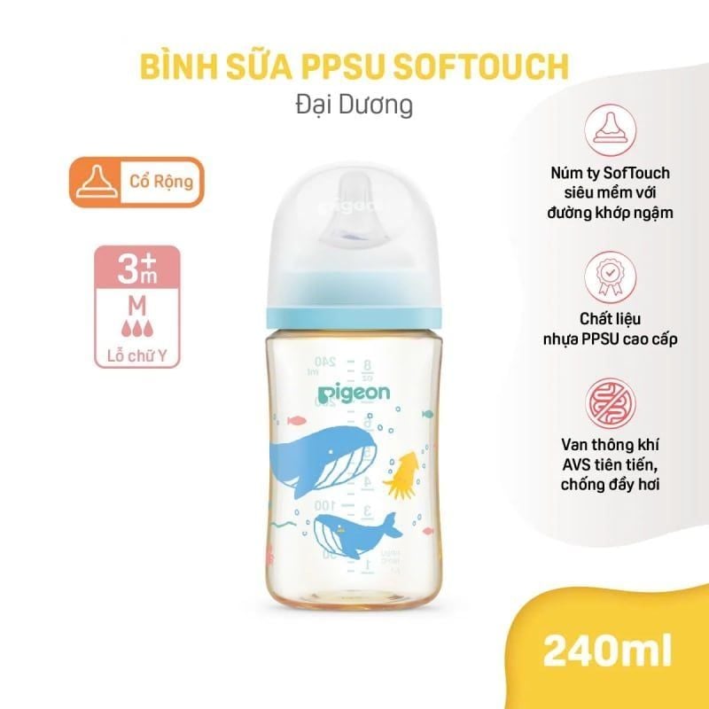 Bình sữa PPSU Softouch Baby Friendly World Pigeon 