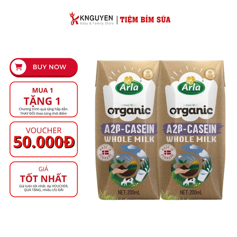  Sữa tươi tiệt trùng Organic Arla nguyên chất - Đan Mạch (200ml) 