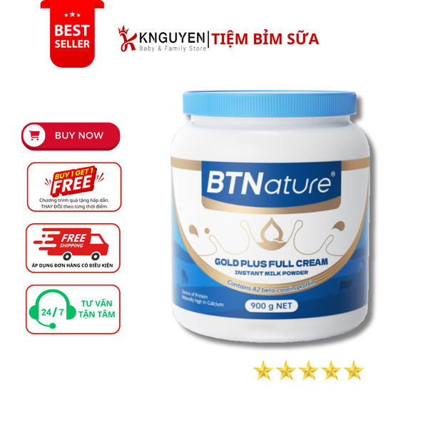  Sữa tươi nguyên kem dạng bột BTNature Gold Plus - Úc (900g) 