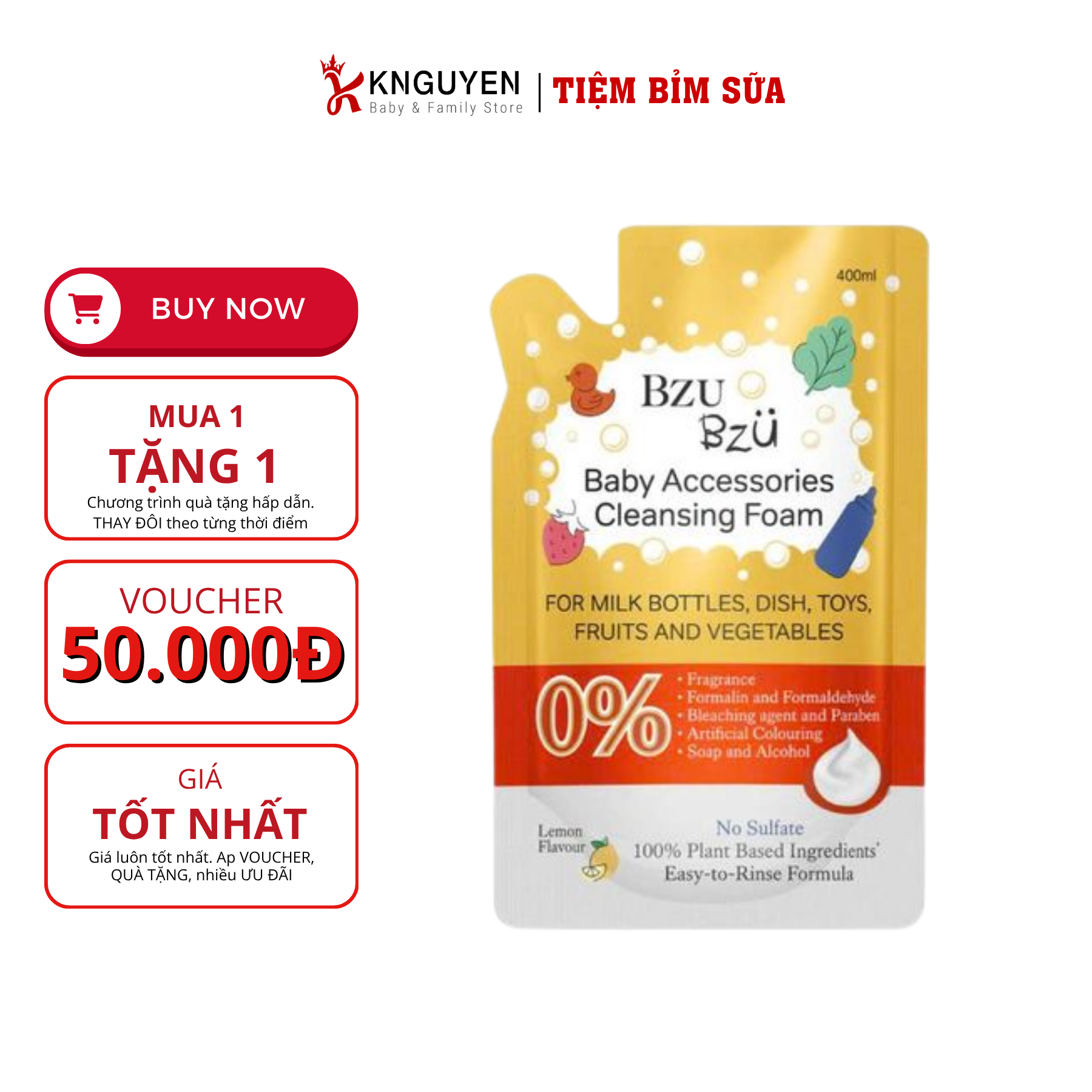  Nước Rửa Bình Tạo Bọt  BZU BZU - 400ml 