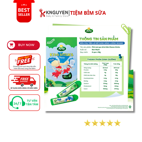  Phô mai que hữu cơ Arla (12x18g) 