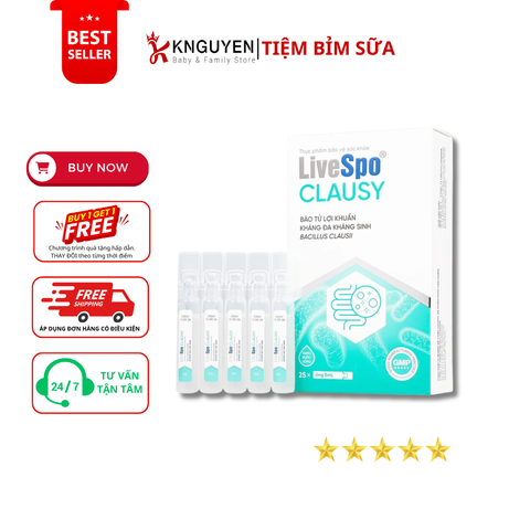  Men vi sinh LiveSpo Clausy giúp cân bằng hệ vi sinh đường ruột hộp 20 ống x 5ml 