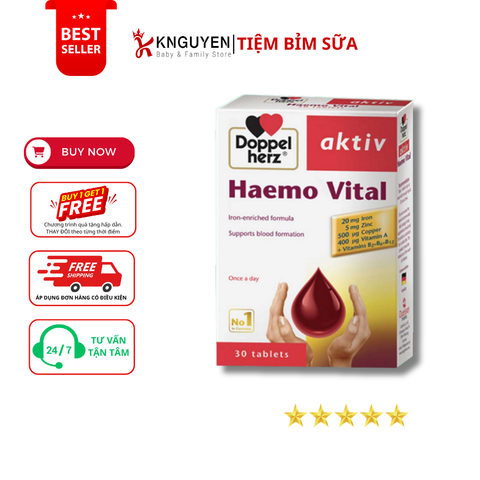  Doppelherz Haemo Vital (Hộp 2 vỉ x 15 viên)- Viên Uống Bổ Sung Sắt Và Các Vitamin 