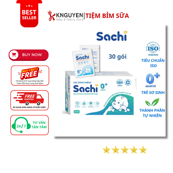  Gạc rơ lưỡi Sachi dịch chiết lá hẹ (30 gói) 