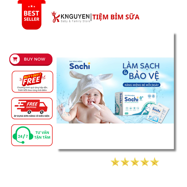  Gạc rơ lưỡi Sachi dịch chiết lá hẹ (30 gói) 