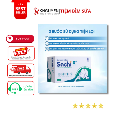  Gạc rơ lưỡi Sachi dịch chiết lá hẹ (30 gói) 