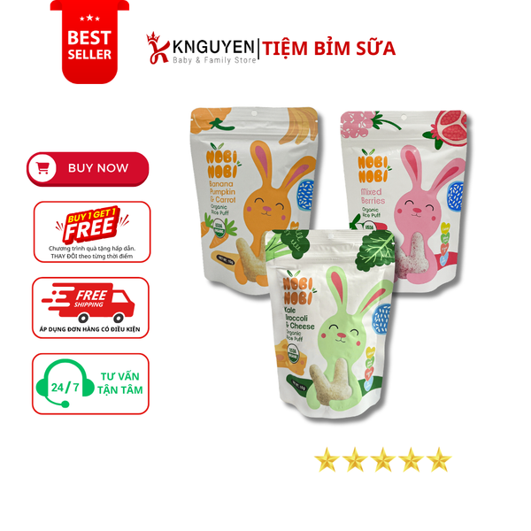  Thực phẩm bổ sung bánh gạo ăn dặm hữu cơ cho bé Nobi (15g) 