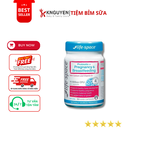  Men vi sinh cho mẹ bầu và sau sinh Life Space 50 viên 