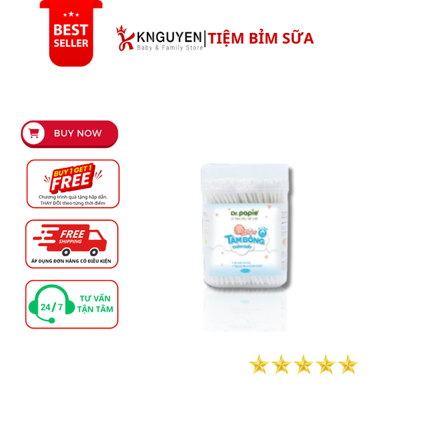  Tăm bông thân giấy Dr.Papie - 200 que 