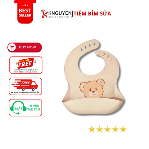 Yếm máng silicone Gấu 