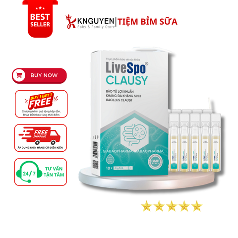  Men vi sinh LiveSpo Clausy giúp cân bằng hệ vi sinh đường ruột hộp 20 ống x 5ml 