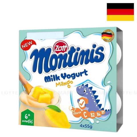  [6M+] Sữa Chua Ăn Zott Montinis Vị Xoài Lốc 4 Hũ 55G 