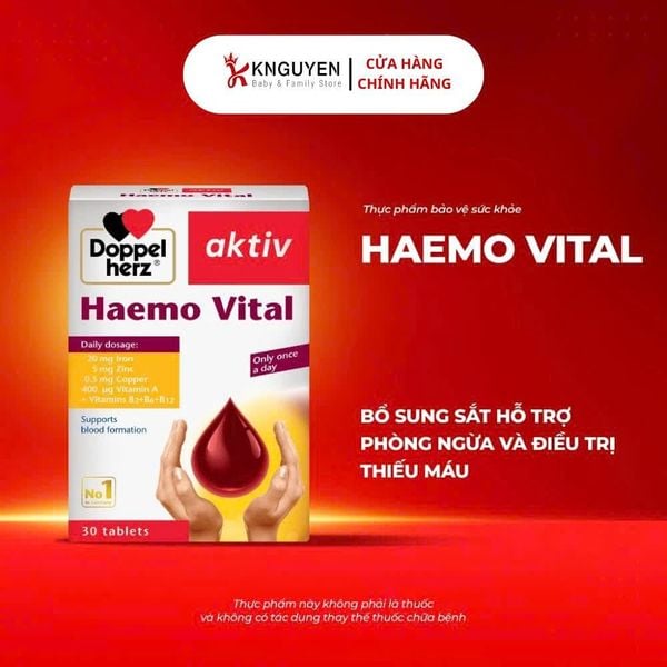  Doppelherz Haemo Vital (Hộp 2 vỉ x 15 viên)- Viên Uống Bổ Sung Sắt Và Các Vitamin 