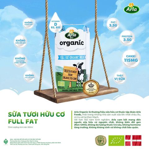  Sữa Tươi Hữu Cơ Arla Full Fat Milk 200ml 