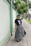  Chân váy Boho caro đen trắng Freesize 