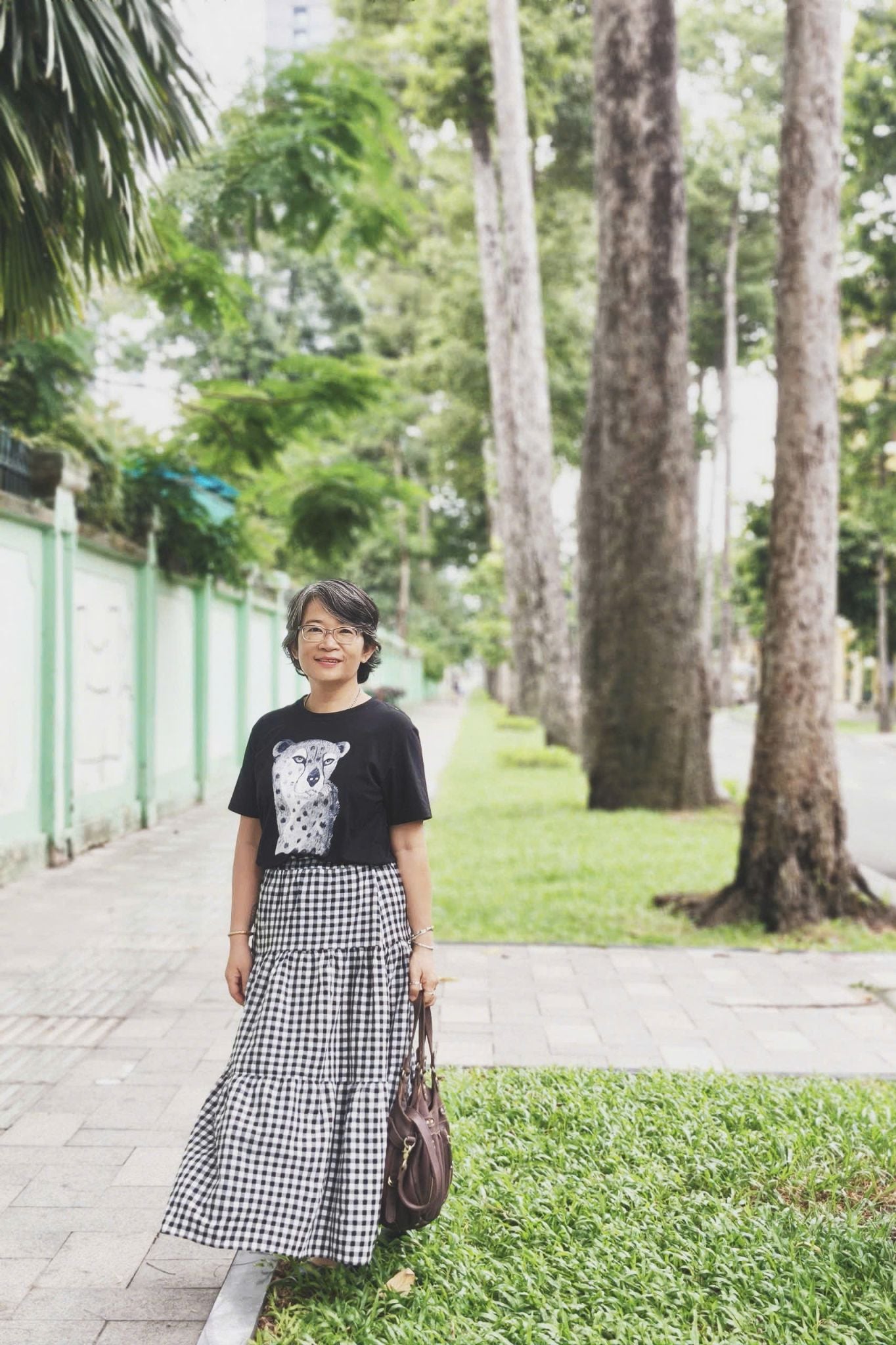  Chân váy Boho caro đen trắng Freesize 