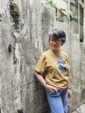  Áo thun Vàng Mustard thêu tay cá Betta 