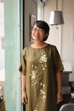  Đầm linen thêu tay Pansee - Oliu 