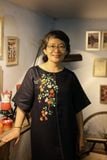 Đầm linen thêu tay đăng tiêu - Đen suông chạy chỉ 