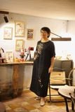  Đầm linen thêu tay đăng tiêu - Đen suông chạy chỉ 