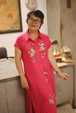  Đầm chemise linen thêu Pansee - Hồng Sen 