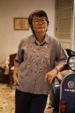  Áo chemise linen thêu tay hồng 3 lá - Xám tro 