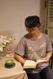  Áo linen thêu tay Xuyến Chi - Xám 