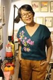  Áo crop linen thêu tay Bông Giấy - Xanh Cổ vịt 