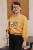  áo croptop linen thêu tay hoa Natu - bo vàng nghệ 
