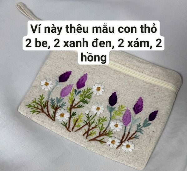 Bóp thêu tay Mèo / Thỏ - 2 ngăn 