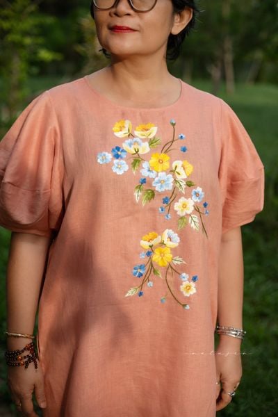  Đầm đi tiệc thêu tay Hoa Dâu - cam ngọt tay kẹo 