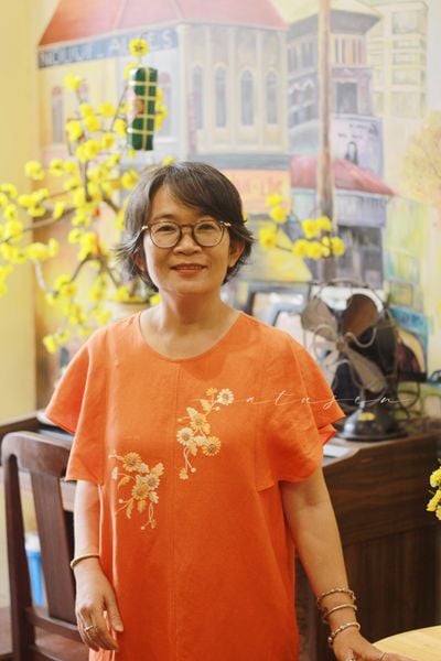  Đầm tay tiên cam thêu tay Cúc Nhật 