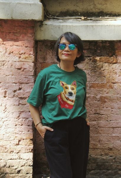  Áo thun Xanh Ve thêu tay Aloka Dog 