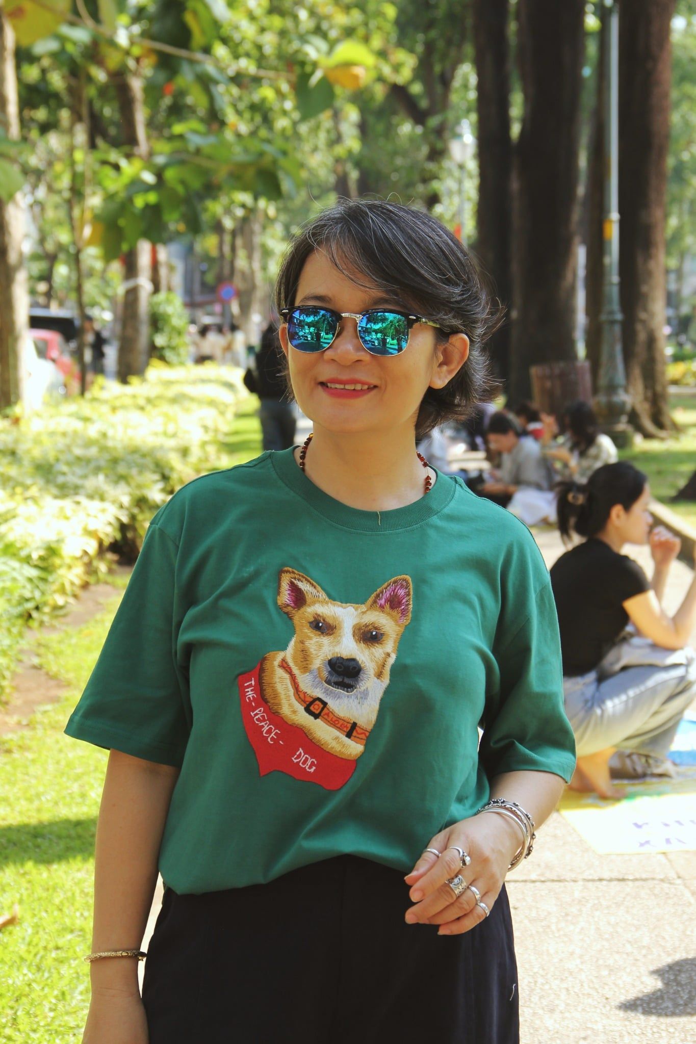  Áo thun Xanh Ve thêu tay Aloka Dog 